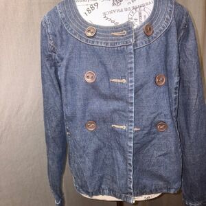 Sonoma Life Style Womens Medium Wash Denim Double Breasted Button Jacket Size M